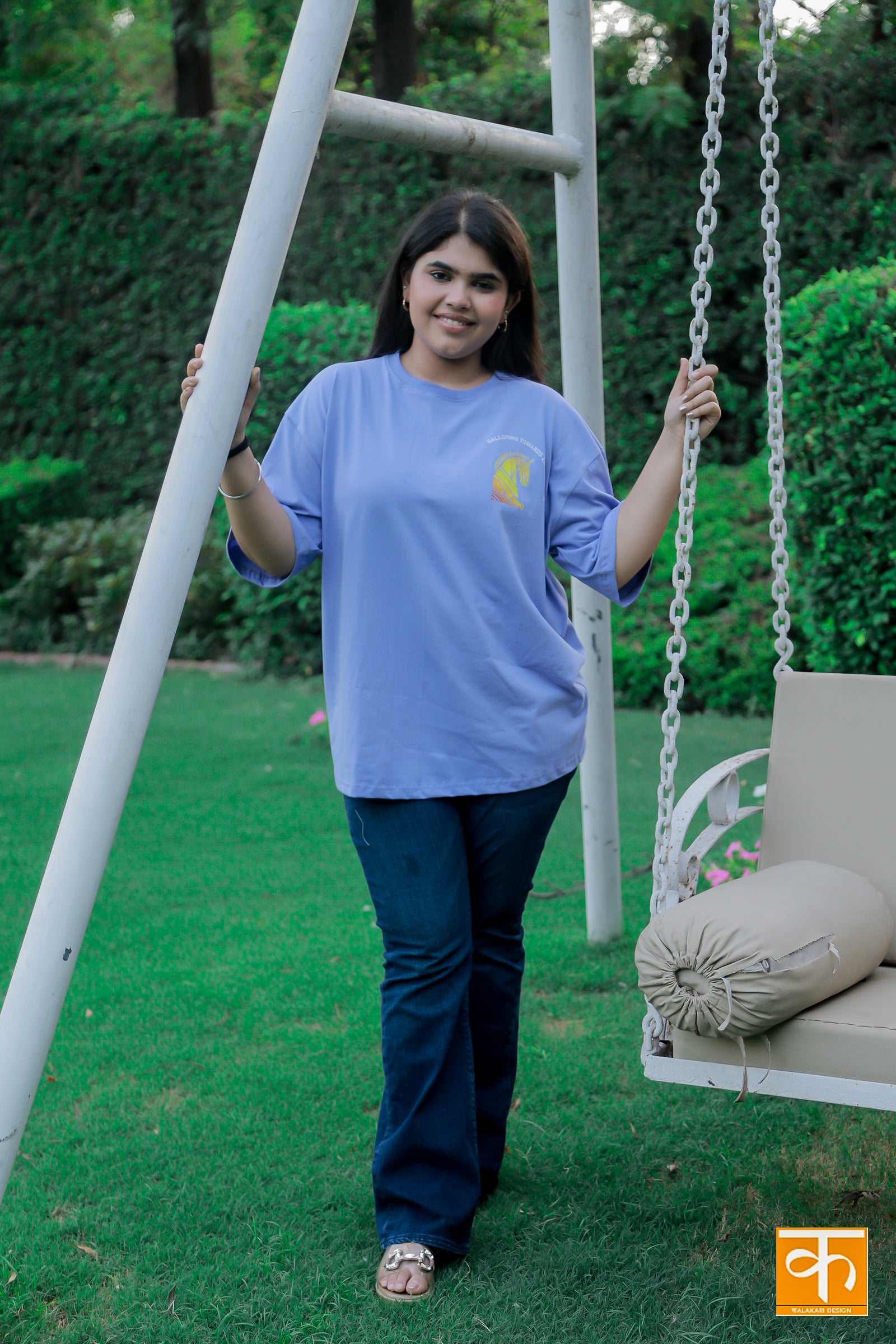 Knitted t-shirt with Print Lilac yellow ombre Horse – LEAP OF FAITH | GALLOPING TOWARDS LEAP OF FAITH