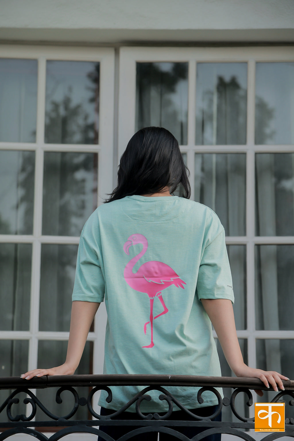 Knitted t-shirt with Print Sea Green Pink Flamingo – STAND TALL BE VIBRANT | EMBRACE YOUR UNIQUE DANCE