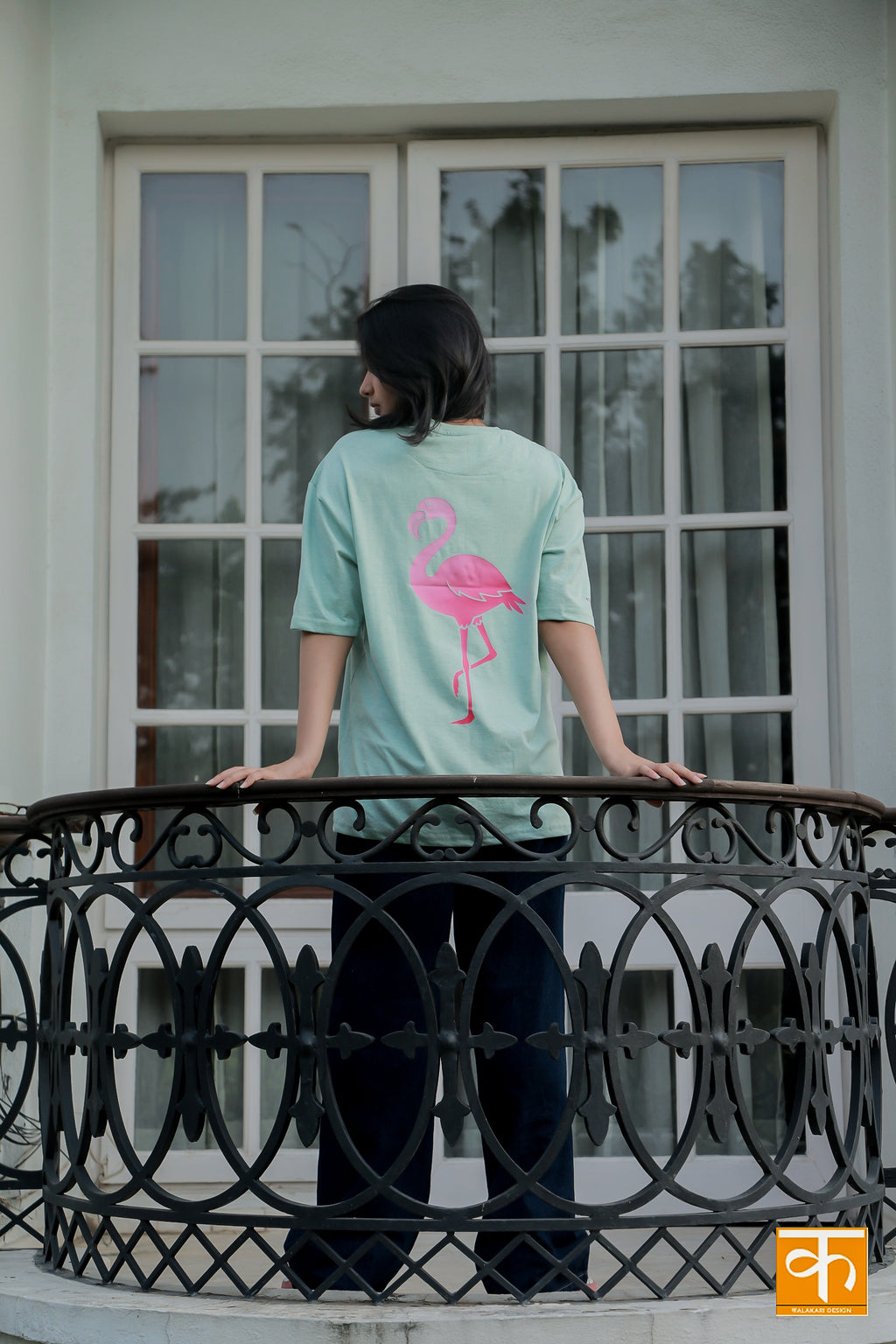 Knitted t-shirt with Print Sea Green Pink Flamingo – STAND TALL BE VIBRANT | EMBRACE YOUR UNIQUE DANCE