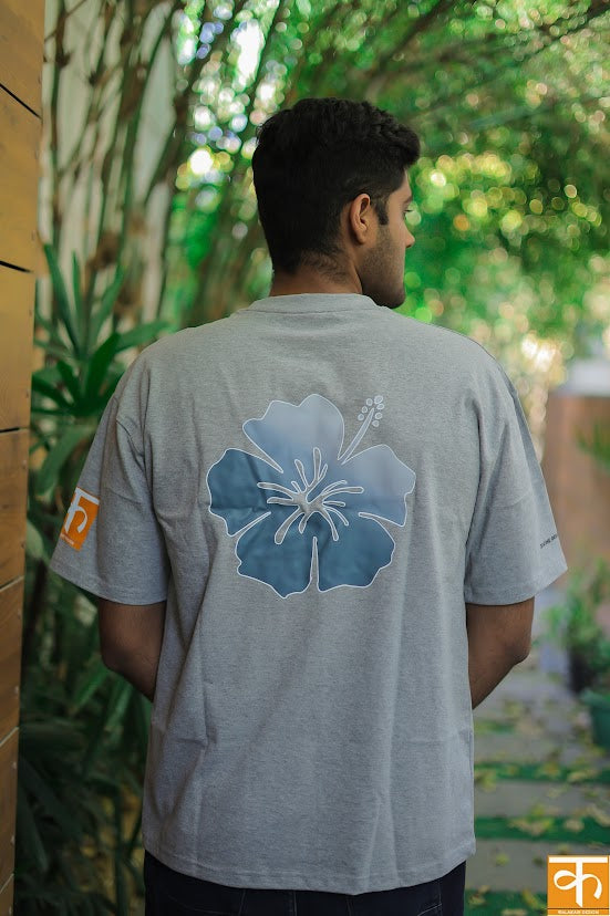 Grey Blue Floral –Divine rides within | Every flower blooms in their own time