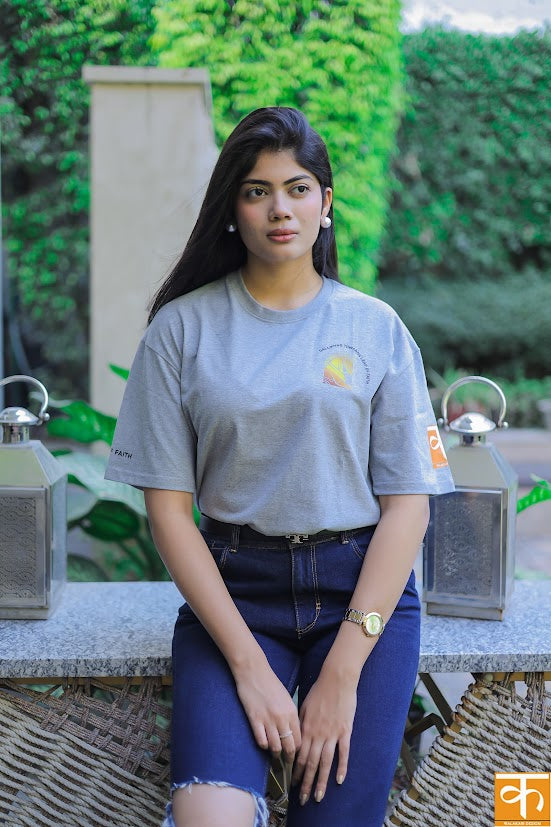 Knitted t-shirt with Print Grey Horse yellow ombre –LEAP OF FAITH |GALLOPING TOWARDS LEAP OF FAITH